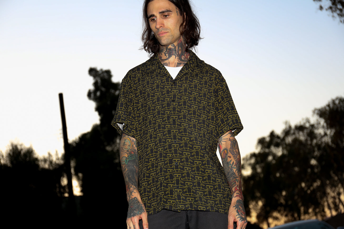 I Don’t Want To Grow Up Button Up Camp Shirt (Black)