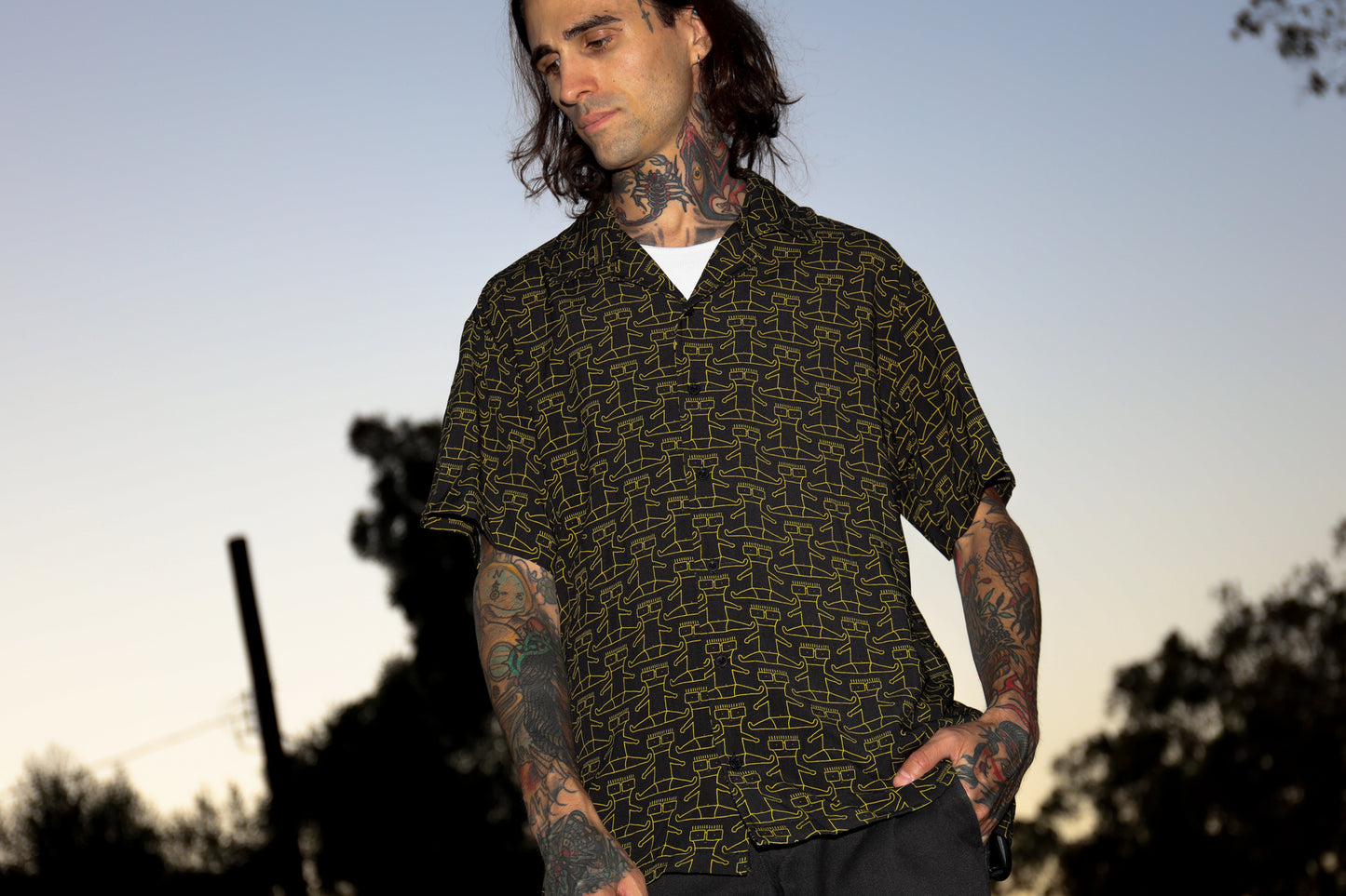 I Don’t Want To Grow Up Button Up Camp Shirt (Black)