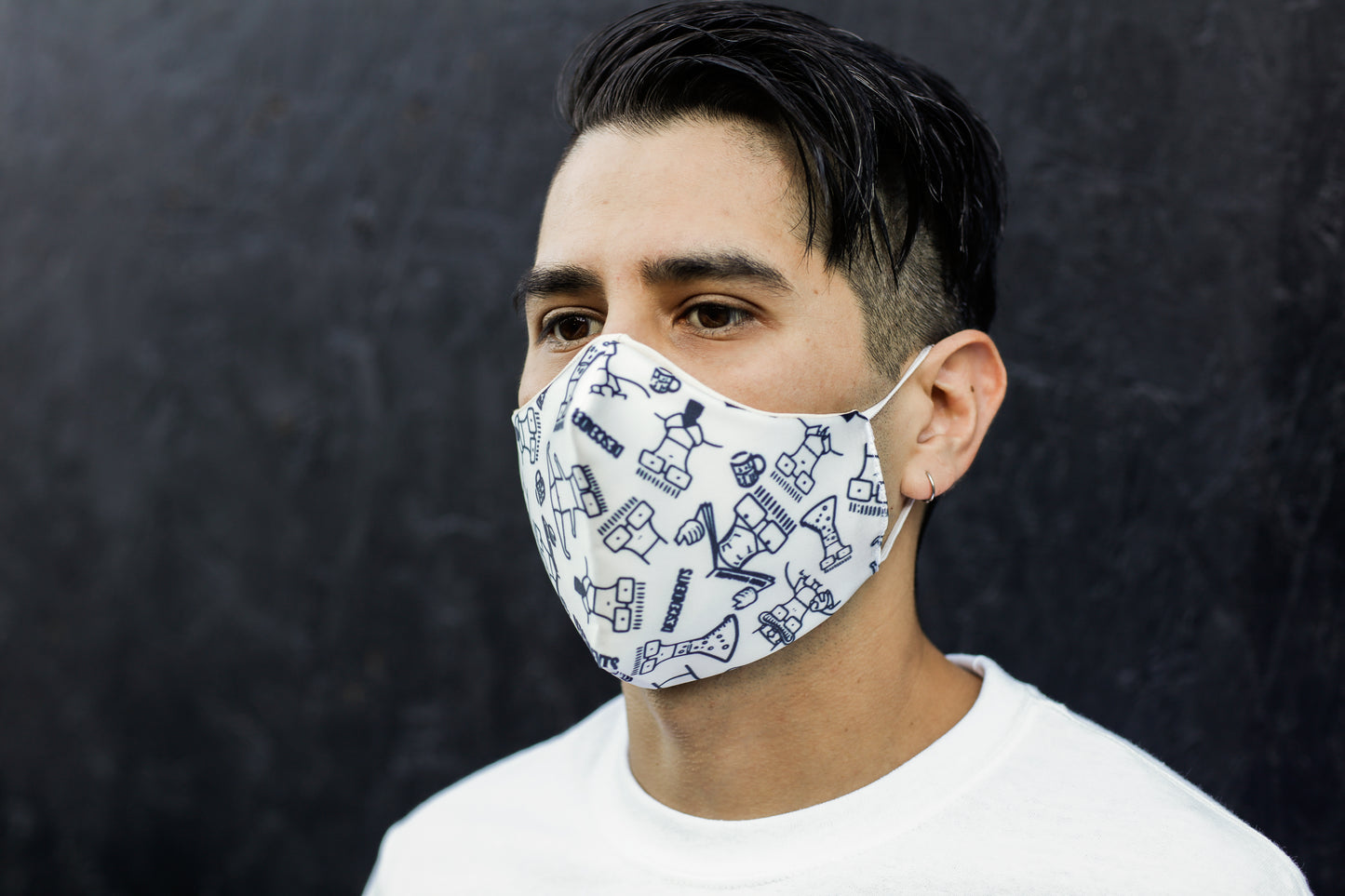 Milo Pattern Face Mask (White)