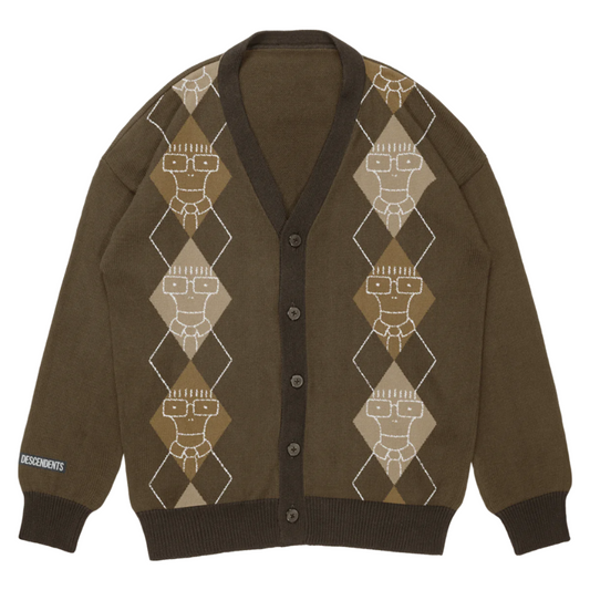 When I Get Old Argyle Cardigan Sweater (Brown)