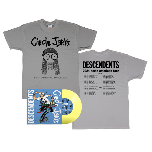 Keith Doesn’t Go To College T-Shirt (Gray) + Split 7" (Blue Cover/Yellow Vinyl) Bundle