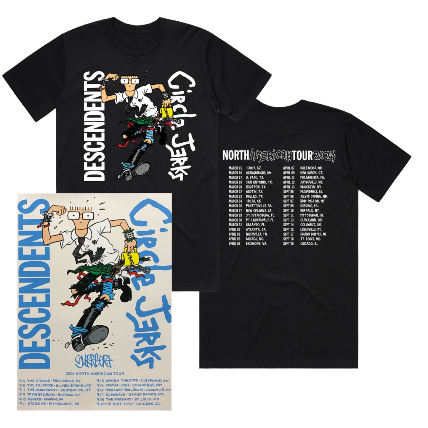 2024 Fall Tour T-Shirt (Black) + 2024 Fall Tour Silkscreened Poster Bundle